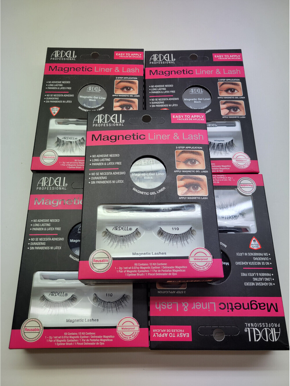 5 Pack Ardell Magnetic Lashes Liner & Lash Natural #110 Kit (x5 kits)